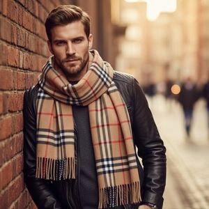 BURBERRYS EUC Classic Check Wool Scarf - Camel / Archive Beige UNISEX